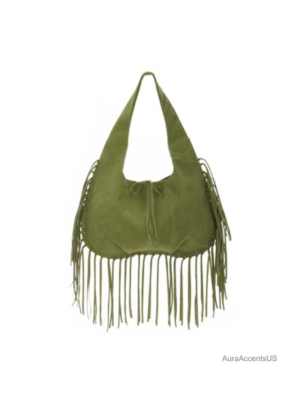 Vintage Fringe Hobo Bag Vegan Faux Suede Leather Tassel Shoulder Purse